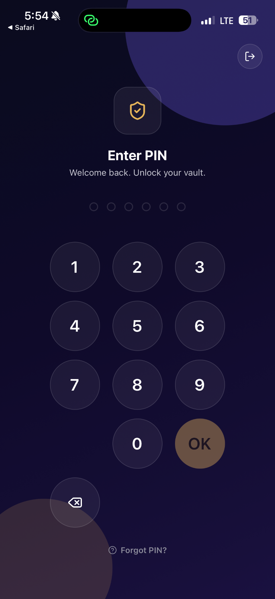 Veilo app shown on an iPhone, displaying a private encrypted media vault